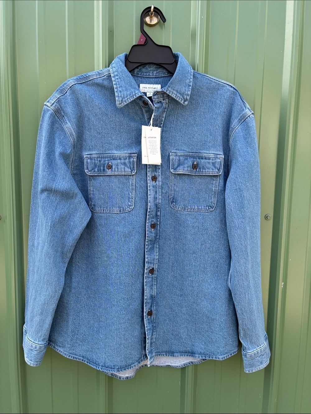 Men's Heavyweight Denim Overshirt Long Sleeves Size S